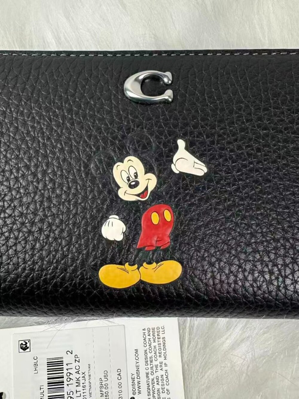 Disney X Coach Essential Accordion Zip Wallet In Leather Black CQ783 Mickey NWT - Picture 4 of 8